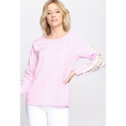 Różowa Bluzka Lace Sleeve. Różowe bluzki damskie z długim rękawem marki Born2be, s. Za 54,99 zł.