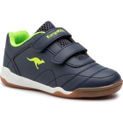 Sneakersy KANGAROOS - Courtyard V 18392 000 4054 Dk Navy/Lime. Niebieskie trampki chłopięce KangaROOS, bez wzorów, ze skóry ekologicznej, na rzepy. Za 129,00 zł.