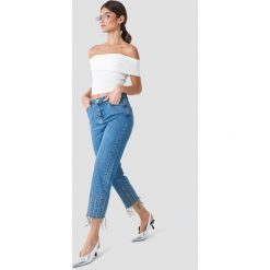 Spodnie damskie: Trendyol Jeansy z wysokim stanem i detalami - Blue
