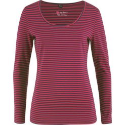 Shirt ze stretchem, długi rękaw bonprix ciemnoniebiesko-czerwony w paski. Niebieskie koszulki damskie bonprix, w paski, z okrągłym kołnierzem, z długim rękawem. Za 27,99 zł.