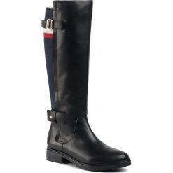 Oficerki TOMMY HILFIGER - Modern Blanket Longboot FW0FW04328 Black 990. Niebieskie kozaki damskie TOMMY HILFIGER, ze skóry, przed kolano, na wysokim obcasie, na obcasie, bez zapięcia. W wyprzedaży za 459,00 zł.