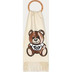 Moschino - Szalik. Białe szaliki damskie MOSCHINO, z aplikacjami, z wełny. Za 759,90 zł.