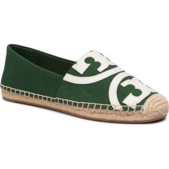 Espadryle TORY BURCH - Poppy Espadrille 57291 Equestrian Green/Perfect Ivory 311. Zielone espadryle damskie Tory Burch, bez wzorów, ze skóry, bez obcasa. W wyprzedaży za 419,00 zł.