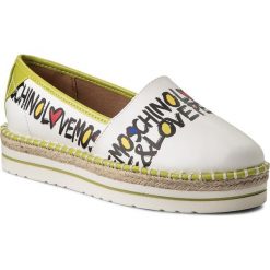 Espadryle LOVE MOSCHINO - JA10223G05JD110D Nap.Bian/Vern.Verd. Białe tomsy damskie Love Moschino, ze skóry ekologicznej, na płaskiej podeszwie. W wyprzedaży za 319,00 zł.