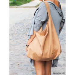 Duża torba worek MC7- camel. Brązowe torebki klasyczne damskie Pakamera, z bawełny, duże. Za 169,00 zł.
