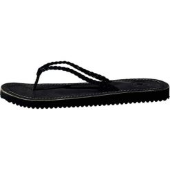 Chodaki damskie: Skórzane japonki "Slim Lea Braided" w kolorze czarnym