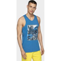 Koszulka bez rękawów męska TSM025 - denim. Koszulki męskie 4f, m, bez wzorów, z jersey, bez kołnierzyka, bez rękawów. W wyprzedaży za 29,99 zł.