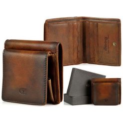 Portfel skórzany DAAG Alive P-08 vintage koniakowy w pudełku - Koniak. Portfele męskie daag, bez wzorów, ze skóry. Za 116,99 zł.