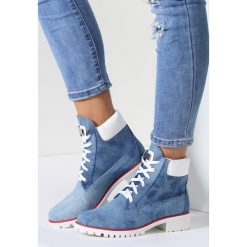 Buty zimowe damskie: Niebieskie Traperki Sarlota