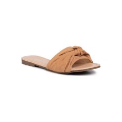 BASSANO WS2090-08 Brązowy. Pomarańczowe klapki damskie Bassano, bez wzorów, z materiału, bez obcasa. Za 49,99 zł.