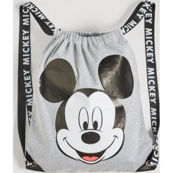 Plecak worek Mickey Mouse - Jasny szary. Szare plecaki damskie Sinsay, z motywem z bajki. Za 39,99 zł.