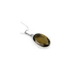 Colare Kwarc Dymny Szlif Owalny Duży srebro. Pomarańczowe naszyjniki damskie Brazi druse jewelry, z kwarcem, srebrne. Za 370,00 zł.