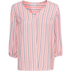 Tunika w paski bonprix głęboki pomarańczowy - biały w paski. Pomarańczowe tuniki damskie bonprix, w paski, eleganckie, z dekoltem w serek, bez rękawów. Za 89,99 zł.