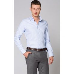 Koszula Błękitna w Mikrowzór Rebecca. Niebieskie koszule męskie LANCERTO, m, z haftami, z bawełny, eleganckie. Za 299,90 zł.