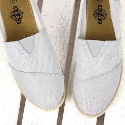 Espadryle damskie: Srebrne espadryle damskie połyskujące N.E.W.S.