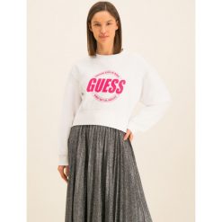 Bluza Guess Ballaria W01Q78 K68I0. Białe bluzy damskie Guess, l, z aplikacjami, z elastanu, bez rękawów, bez kaptura. W wyprzedaży za 279,00 zł.