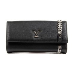 Skórzana kopertówka w kolorze czarnym - (S)26,5 x (W)13 x (G)7 cm. Czarne kopertówki damskie V Italia by Versace, w paski, ze skóry, na ramię, bez dodatków. W wyprzedaży za 399,95 zł.