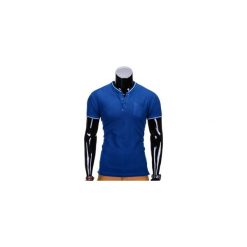 T-SHIRT MĘSKI BEZ NADRUKU S667 - NIEBIESKI. Niebieskie t-shirty męskie z nadrukiem marki Ombre Clothing, m, z bawełny, ze stójką. Za 35,00 zł.