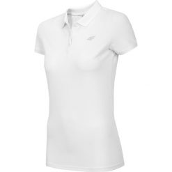 Koszulka polo damska TSD013A - biały. Białe koszulki damskie marki 4f, bez wzorów, z elastanu, polo, bez rękawów. Za 64,99 zł.