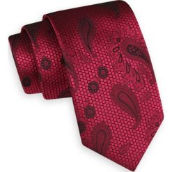 Czerwony Szeroki Krawat -Angelo di Monti- 7 cm, Męski, Malinowy, Wzór Paisley KRADM1658. Czerwone krawaty męskie Angelo di Monti, bez wzorów, eleganckie. Za 25,00 zł.
