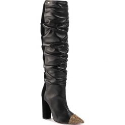 Kozaki ELISABETTA FRANCHI - SA-45L-98E2-V749 Nero 110. Czarne kozaki damskie Elisabetta Franchi, ze skóry, przed kolano, na wysokim obcasie, na obcasie, bez zapięcia. Za 3829,00 zł.