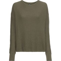 Sweter dzianinowy bonprix zielono-szary "used". Zielone swetry oversize damskie bonprix, z dzianiny. Za 119,99 zł.