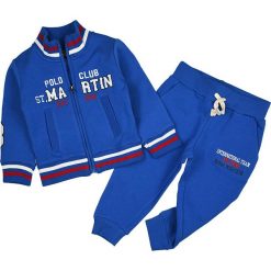 Dres w kolorze niebieskim. Niebieskie komplety niemowlęce Polo Club St. Martin, bez wzorów, z dresówki. W wyprzedaży za 112,95 zł.