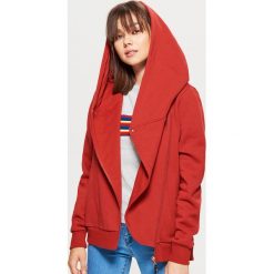 Bluzy damskie: Rozpinana bluza z asymetrycznym zamkiem - Pomarańczowy