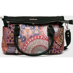 Desigual - Torebka. Brązowe torebki klasyczne damskie Desigual, w paski, z materiału, średnie. W wyprzedaży za 249,90 zł.