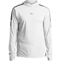Bluza do biegania męska SAUCONY UV LITE LONG SLEEVE / SAM800180-WH. Koszulki męskie Saucony, m, bez wzorów, bez kołnierzyka, bez rękawów. Za 199,99 zł.