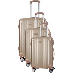 Zestaw walizek w kolorze beżowym - 3 szt. Brązowe walizki Travel One, z materiału. W wyprzedaży za 659,95 zł.