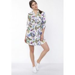 Sukienka koszulowa odcinana pod biustem - 38. Sukienki damskie e-margeritka.pl, bez wzorów, z poliesteru, z długim rękawem, długie, bez kaptura. Za 184,99 zł.