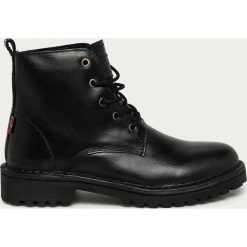 Levi's - Workery skórzane. Czarne workery damskie Levi's®, ze skóry, z okrągłym noskiem, bez obcasa, na obcasie, na sznurówki. Za 469,90 zł.