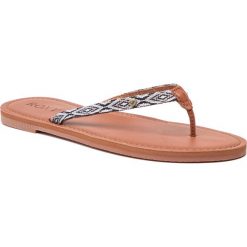 Japonki ROXY - ARJL200694 Blk. Szare klapki damskie Roxy, bez wzorów, ze skóry ekologicznej, bez obcasa, na obcasie. W wyprzedaży za 119,00 zł.