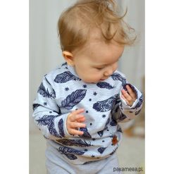 Bluzy dziewczęce: Szara bluza dziecięca piórka