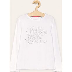 Pepe Jeans - Longsleeve dziecięcy Makeba 128-180 cm. Białe bluzki dziewczęce Pepe Jeans, z aplikacjami, z elastanu, z okrągłym kołnierzem, z długim rękawem, długie, bez kaptura. W wyprzedaży za 89,90 zł.