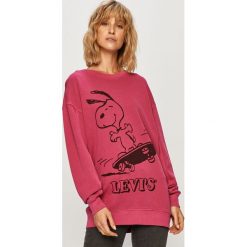 Levi's - Bluza x Peanuts. Czerwone bluzy damskie Levi's®, s, z nadrukiem, z bawełny, z długim rękawem, długie, bez kaptura. Za 319,90 zł.