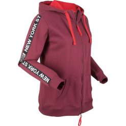 Bluza bawełniana rozpinana, długi rękaw bonprix czerwony rododendron. Fioletowe bluzy damskie bonprix, bez wzorów, z bawełny, z długim rękawem, długie, bez kaptura. Za 49,99 zł.