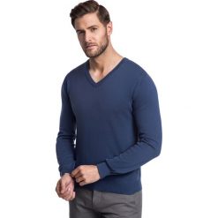Sweter FABRIZIO SWNR000135. Niebieskie swetry męskie na zimę, m, z bawełny, eleganckie. Za 149,00 zł.
