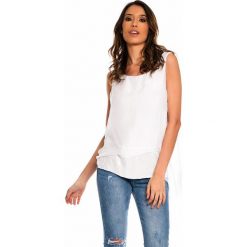 Jedwabny top w kolorze białym. Białe topy damskie Silk Premium, s, bez wzorów, z jedwabiu, z okrągłym kołnierzem, bez rękawów. W wyprzedaży za 128,95 zł.