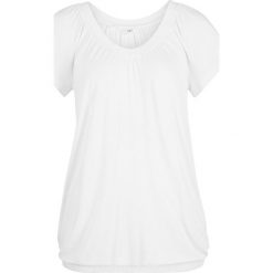Shirt z dekoltem w serek, krótki rękaw bonprix biały. Białe koszulki damskie bonprix, bez wzorów, z elastanu, z dekoltem w serek. Za 37,99 zł.