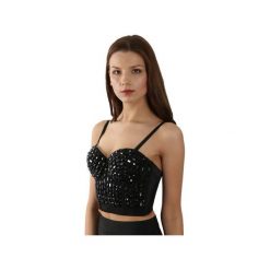 Gorset czarny z kamieniami Salome. Czarne body damskie marki Kelly couronne, l, z haftami. Za 149,00 zł.