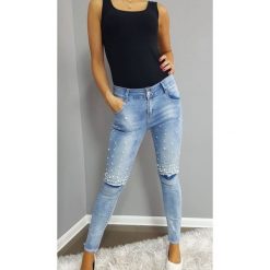 HOT PERŁY KOLANO SPODNIE JEANS SLIM FIT S. Czarne spodnie damskie LIGARI, s, w paski, z bawełny. Za 109,00 zł.