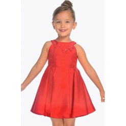 Mayoral - Sukienka dziecięca 92-134 cm. Czerwone sukienki dziewczęce Mayoral, z aplikacjami, z bawełny, eleganckie, bez rękawów, mini, rozkloszowane. W wyprzedaży za 129,90 zł.