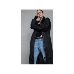 Płaszcz longline bomber czarny. Czarne płaszcze damskie Rest_factory, xl, z aplikacjami, z dzianiny, długie. Za 389,00 zł.