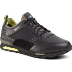 Sneakersy BOSS - Parkour Runn 50428483 10214599 01 Black 001. Czarne półbuty męskie Boss, na co dzień, bez wzorów, z zamszu, bez zapięcia. W wyprzedaży za 509,00 zł.