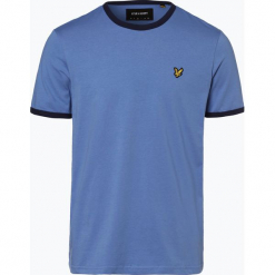 Lyle & Scott - T-shirt męski, niebieski. Niebieskie t-shirty męskie Lyle & Scott, m, z aplikacjami, z kontrastowym kołnierzykiem. Za 149,95 zł.