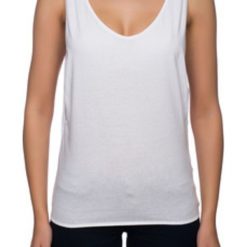 Damski tank top (bez nadruku, gładka) - biały. Białe koszulki damskie MegaKoszulki, m, z nadrukiem, z bawełny, bez kołnierzyka. Za 44,90 zł.