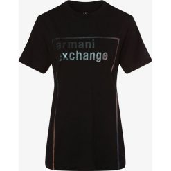 Armani Exchange - T-shirt damski, czarny. Czarne t-shirty damskie Armani Exchange, m, z nadrukiem, klasyczne, z klasycznym kołnierzykiem. Za 269,95 zł.