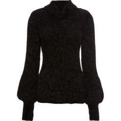 Sweter z golfem z szenili bonprix czarny. Czarne swetry damskie marki bonprix, bez wzorów, bez rękawów. Za 99,99 zł.